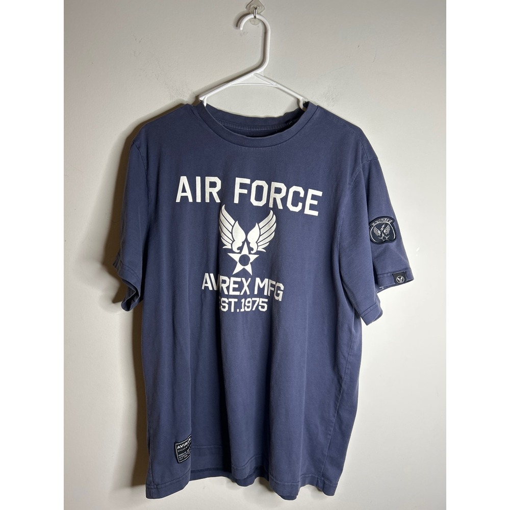 Avirex Blue Air Force MFG 1975 Graphic Short Sleeve T Shirt Mens XL